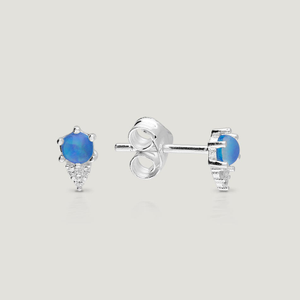 CANDY Sky Silver CZ & Blue Opalite Stud Earrings