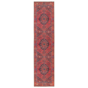 Eterna Vintage Style Medallion Red/Blue 2'6" X 10' Rug