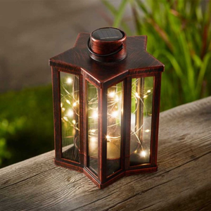 Firefly Bronze Effect Star Shaped Lantern - 16 x 12 cm