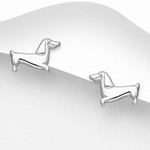 Signature Silver Sausage Dog Stud Earrings