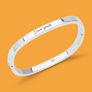 Portrait Identity Silver I Love You (Heart) 4mm Square Bangle