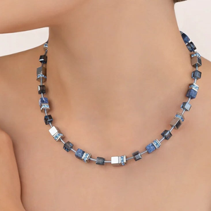 Precious Stones GEOCUBE Necklace Blue Tones with Sodalite & Hematite