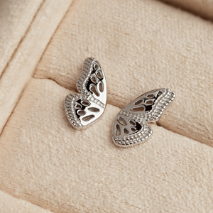 Tempest Meadow Silver Butterfly Wing Stud Earrings