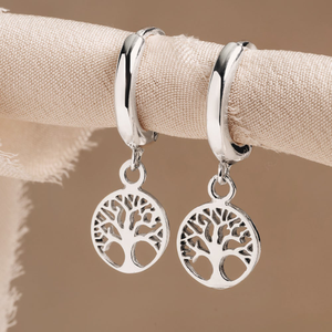Tempest Wald Silver Tree of Life Huggie Hoop Earrings