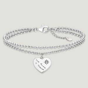CANDY Love Silver & White Topaz Heart Handwriting Bracelet