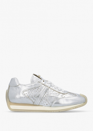 Mated Silver Leather Perforated Runner Trainers