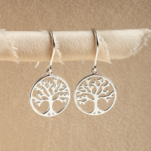 Tempest Wald Silver Circle Tree of Life Drop Earrings
