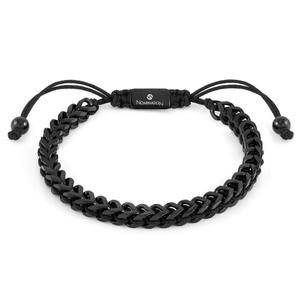 Beyond Black Stainless Steel Fishbone Chain Nautical Cord Bracelet