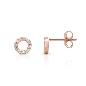 Signature Rose Gold Plated Silver CZ Small Circle Earrings