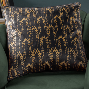 furn. Wisteria Velvet 50cm x 50cm Filled Cushion Charcoal