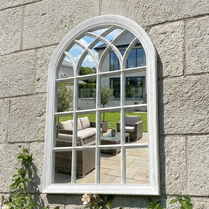 White Arched Garden Mirror