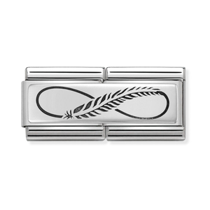 Classic Silver Infinity Feather Double Charm