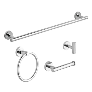 Gatsby Bathroom Accessory Set - 4 Piece - Towel Ring/ Robe Hook/ Towel Rail/ Toilet Roll Holder - Polished Chrome