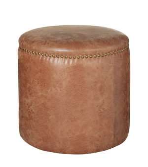 Costellini Leather Ottoman - Aged Tobacco