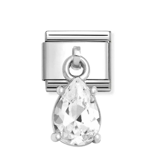 Classic Silver Zirconia Teardrop Pendant Charm