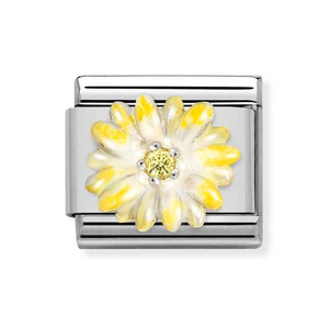 Classic Silver Yellow Flower with Yellow CZ Charm