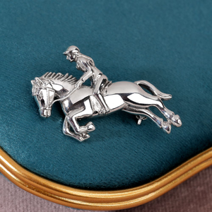 Signature Silver Horse Riding Brooch