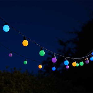 Super Bright MultiPower Solar LED Festoon String Light I Multicoloured & Warm White Balls I Set of 30 