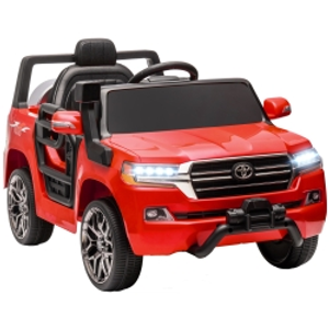 AIYAPLAY Coche Eléctrico para Niños de +3 Años Toyota LAND CRUISER con Batería 12V Mando a Distancia y Música MP3 Rojo