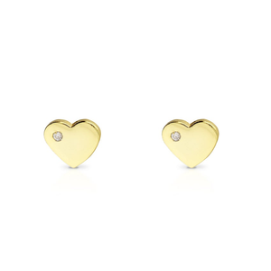 Signature Gold Plated CZ Flat Heart Stud Earrings