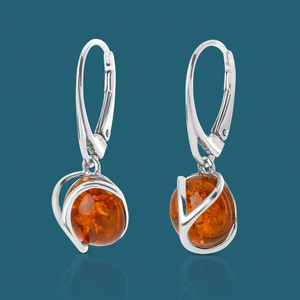 Signature Silver Cognac Amber Earrings