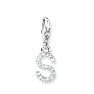 Classic Silver Zirconia Letter S Charm