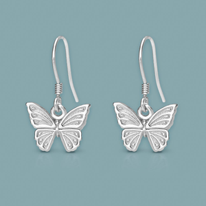 Tempest Meadow Silver Beautiful Butterfly Drop Earrings