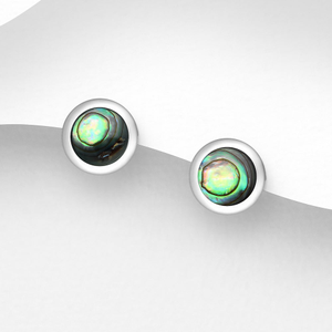 Signature Silver Abalone Circular Stud Earrings