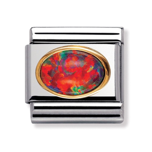 Classic Gold & Red Opal Charm