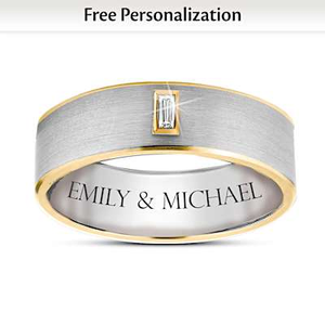Genuine Diamond Ultra Strong Titanium Wedding Ring