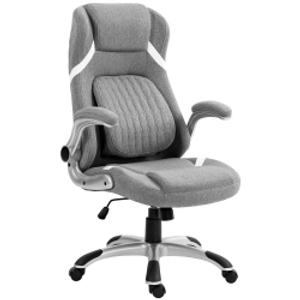Vinsetto Linen-Look Office Chair, with Adjustable Height and Tension - Grey