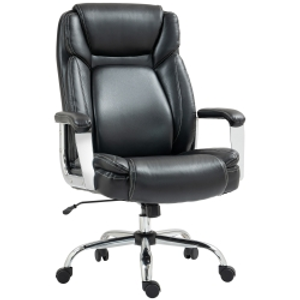 HOMCOM Ergonomic Office Chair, Heavy Duty Faux Leather Desk Chair with Tilt Function, Adjustable Height, 227kg 500LBS Swivel Computer Chair for Home Study, Black