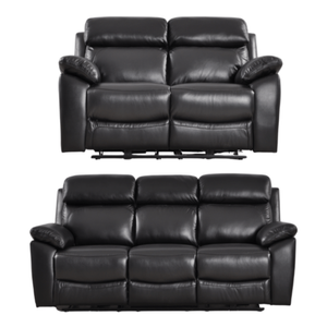 Dandrea Genuine Leather Black Electric Recliner 3+2 Seater Sofa Set