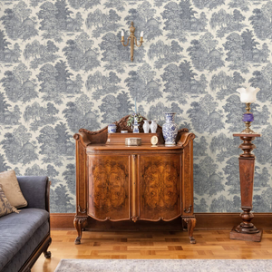 Holden Decor Osterley Toile Gardens Blue Wallpaper - 13951