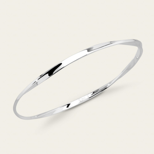 Portrait Sketch Silver Flat Twisted Bangle