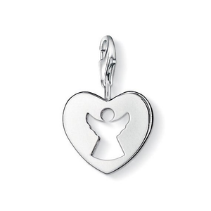 Classic Silver Guardian Angel Heart Charm