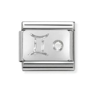 Classic Silver & CZ Gemini Charm