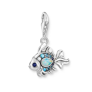 Classic Silver & Blue Stone Fish Charm