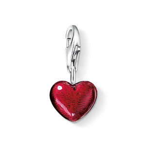 Classic Silver and Red Enamel Heart Charm