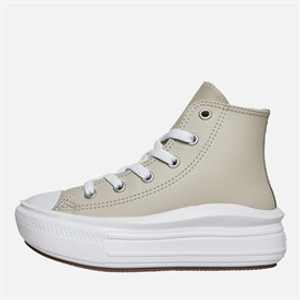 Converse Kids Chuck Taylor All Star Move Platform Coated Leather Trainers Desert Sand/Black/White