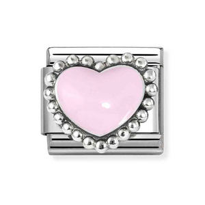 Classic Silver Pink Raised Heart Charm