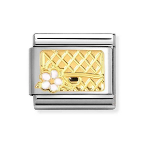 Classic Gold Bag & White Flower Charm