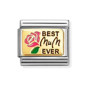 Classic Gold Best Mum Ever Flower Charm