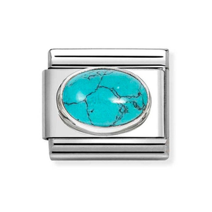Classic Silver Oval Turquoise Charm