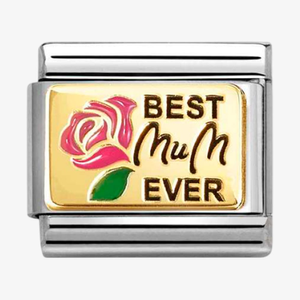 Nomination CLASSIC Stainless Steel 18ct Yellow Gold Best Mum Ever Charm 030289/14
