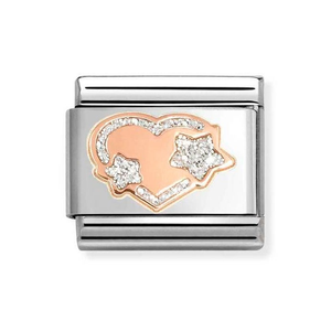 Classic Rose Gold Glitter Star Heart Charm