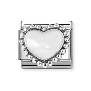 Classic Silver White Raised Heart Charm