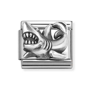 Classic Silver Oxidised Shark Charm
