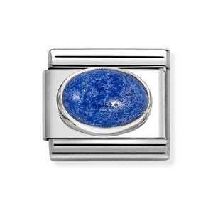 Classic Silver Oval Lapis Lazuli Charm