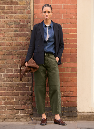 Amelia Organic Cotton Barrel Leg Cargo Trousers - UK 14 | EU 40 | US 10 / Dark Olive